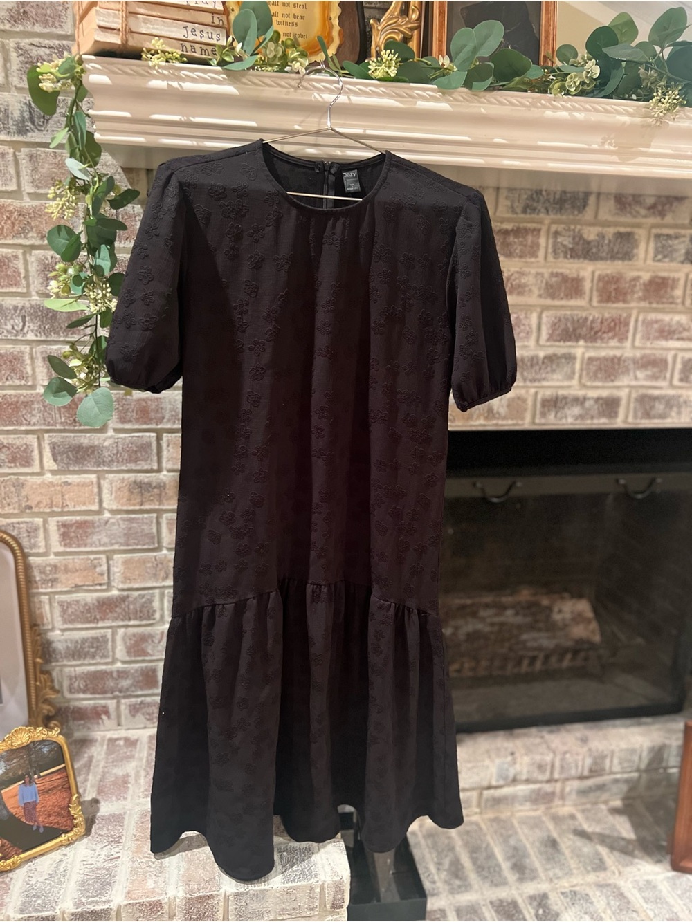 Black Women's Short Sleeve Tiered Dress